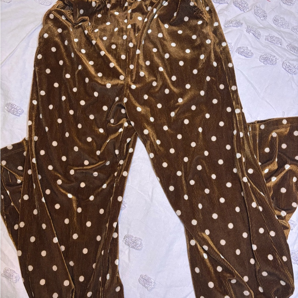 Lush Brown and White Polka Dot Trousers